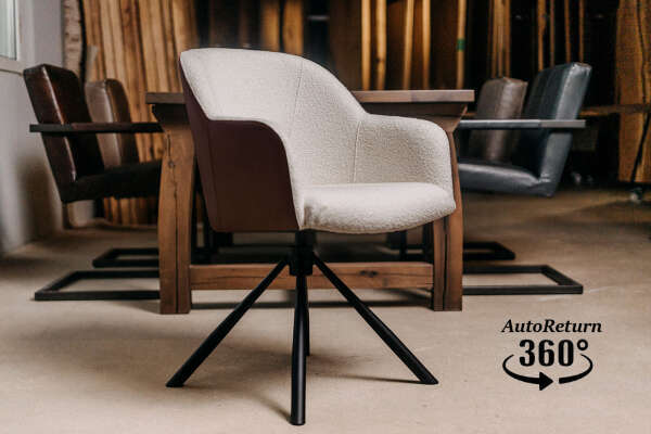 Chaise coque avec design hybride cuir-tissu Milo-G