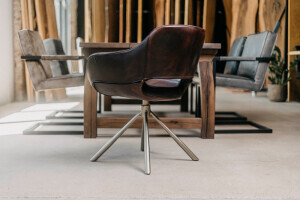 Chaise pivotante en cuir de buffle avec structure en acier Cooper-G - Avis 3