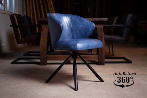 Chaise pivotante en cuir de buffle pour salle &agrave;...