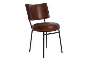 Chaise de bistrot en cuir avec structure en m&eacute;tal Dakota - Avis 9