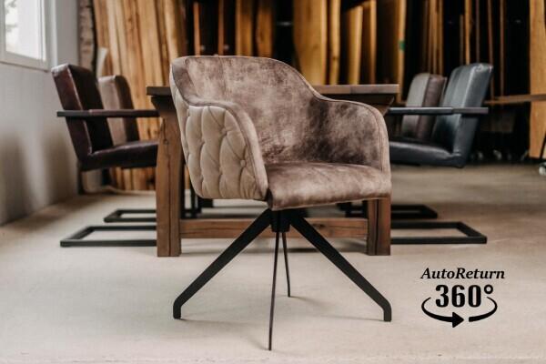 Chaise pivotante &agrave; coque Leonardo-W en velours cuir