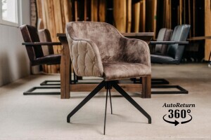 Chaise pivotante &agrave; coque Leonardo-W en velours cuir - Avis 1