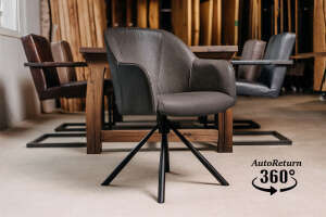 Chaise coque pivotante en cuir v&eacute;ritable Milo-G - Avis 1