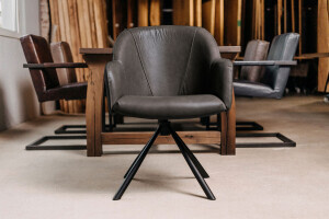 Chaise coque pivotante en cuir v&eacute;ritable Milo-G - Avis 2