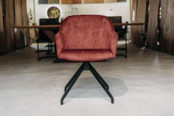 Chaise coque pivotante en velours et cuir Milo-W - Avis 14