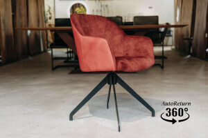 Chaise pivotante en demi-cuir avec assise en velours