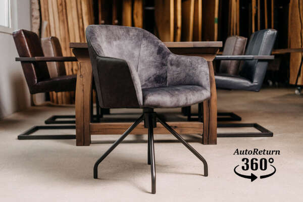 Chaise pivotante en cuir avec assise en velours Milo-Z - Avis 4