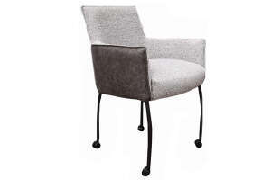 Chaise avec roulettes en cuir v&eacute;ritable et textile Sina - Avis 1